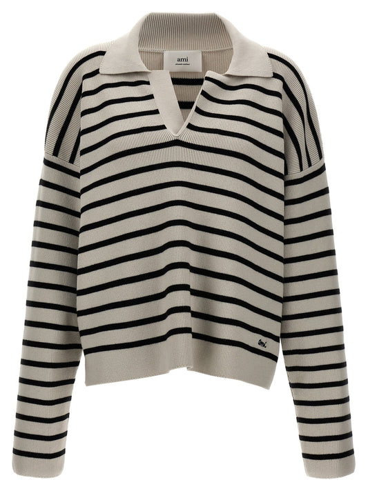 Ami Paris Striped Polo Seater - Image 1