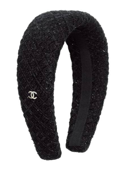 CHANEL CC METALLIC TWEED EMBELLISHED HEADBAND 25K