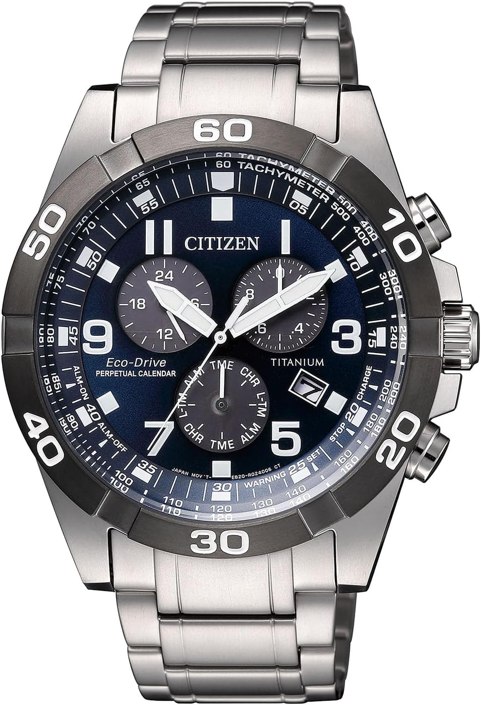 Citizen Men's Watch Solar Powered Eco-Drive, Water Resistant to 10 ATM, Popular Overseas Model, navy, Bracelet Type