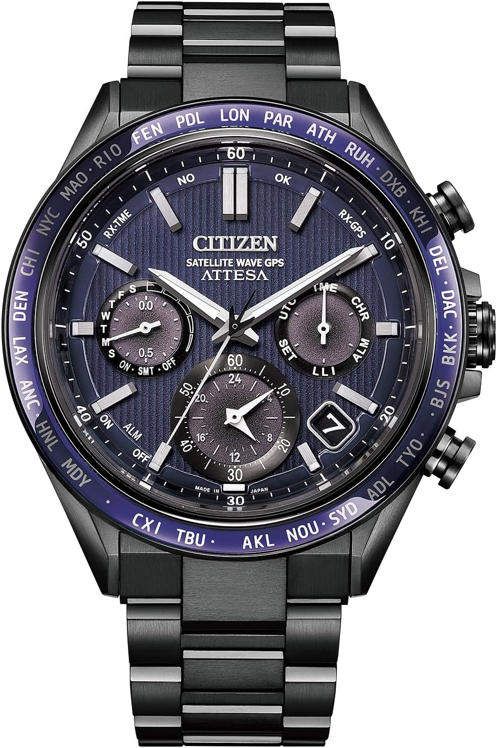 Citizen CC4055-65E ATTESA Eco-Drive GPS Satellite Radio Watch, Sapphire Bezel, Waterproof, Men's, Bracelet Type