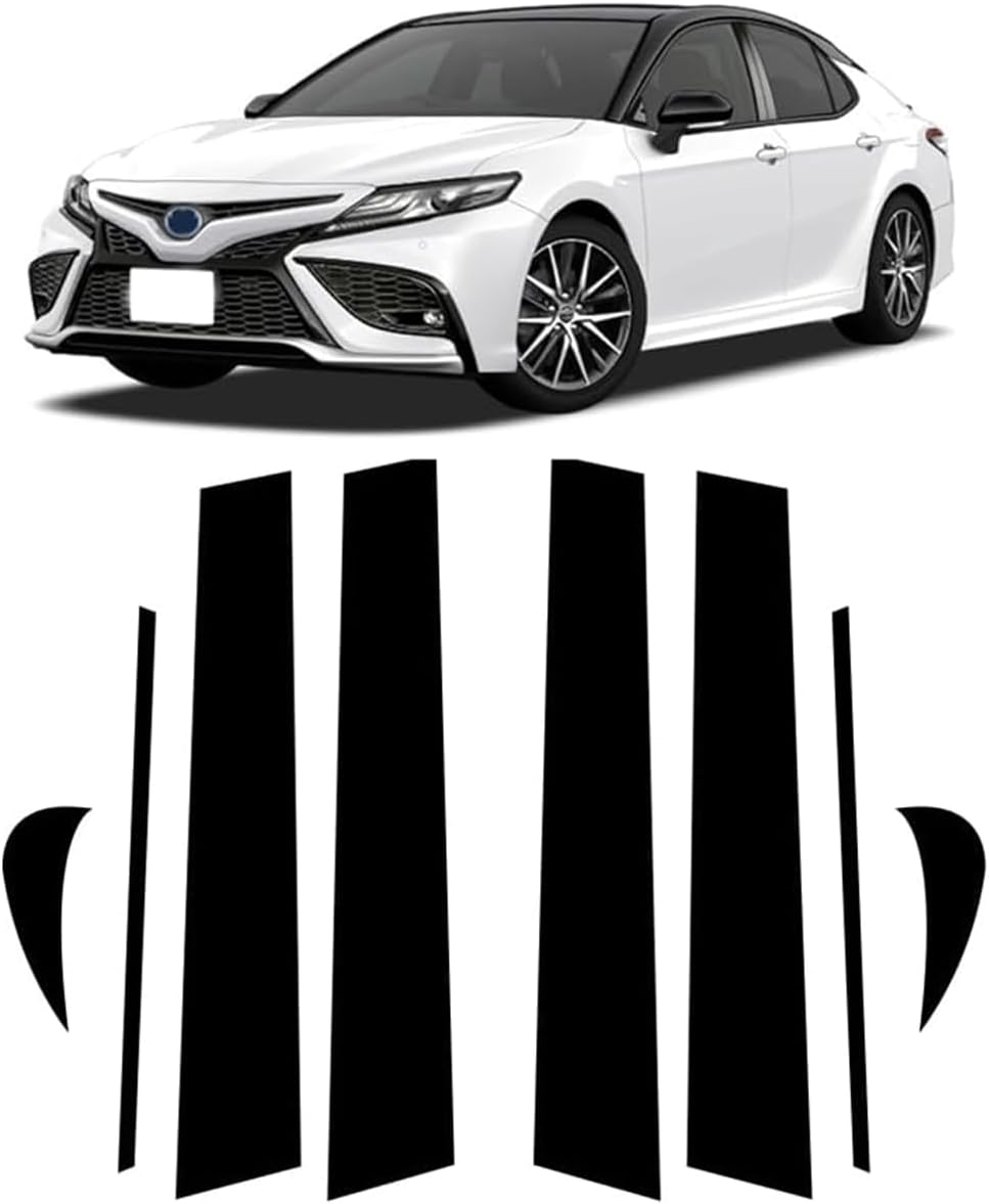 Toyota Dedicated Design Camry 70 Series 10th Generation (July 2017) Compatible Pillar Garnish B Pillar Genuine Side Visor Protective Cover 8-Piece Set Piano Black