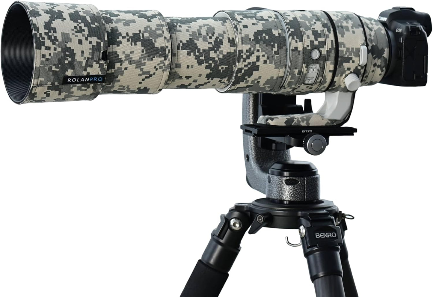 RolanPro Lens Cover | Compatible with Canon RF 200-800mm F6.3-9 IS USM | Camouflage Coat for Telephoto Lens | Triple Layer Protection | Color Number: Gray Digital Camo