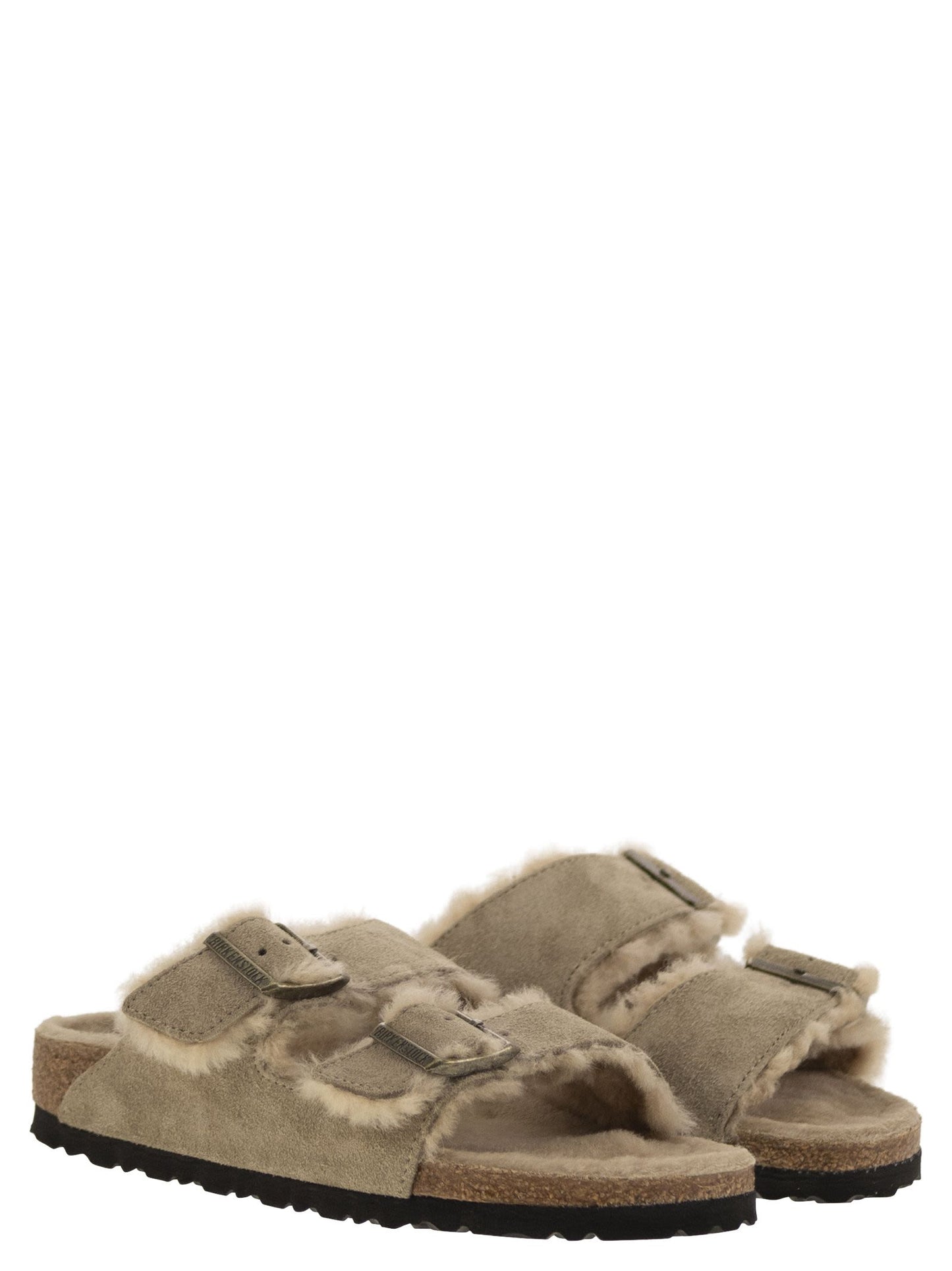 Birkenstock Arizona Suede Lamb Fur Slipper - Image 1
