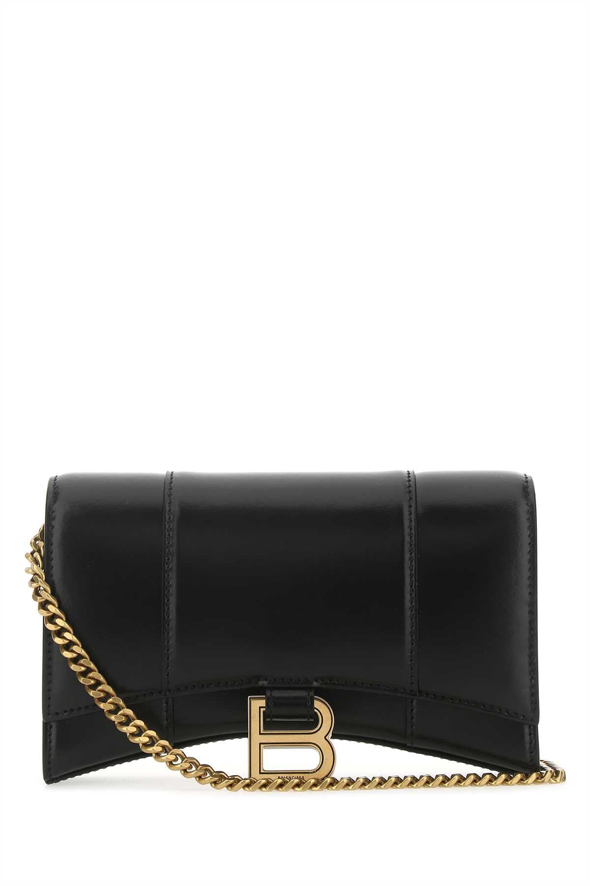 Balenciaga バレンシアガブラックレザー砂時計クラッチ - Image 1