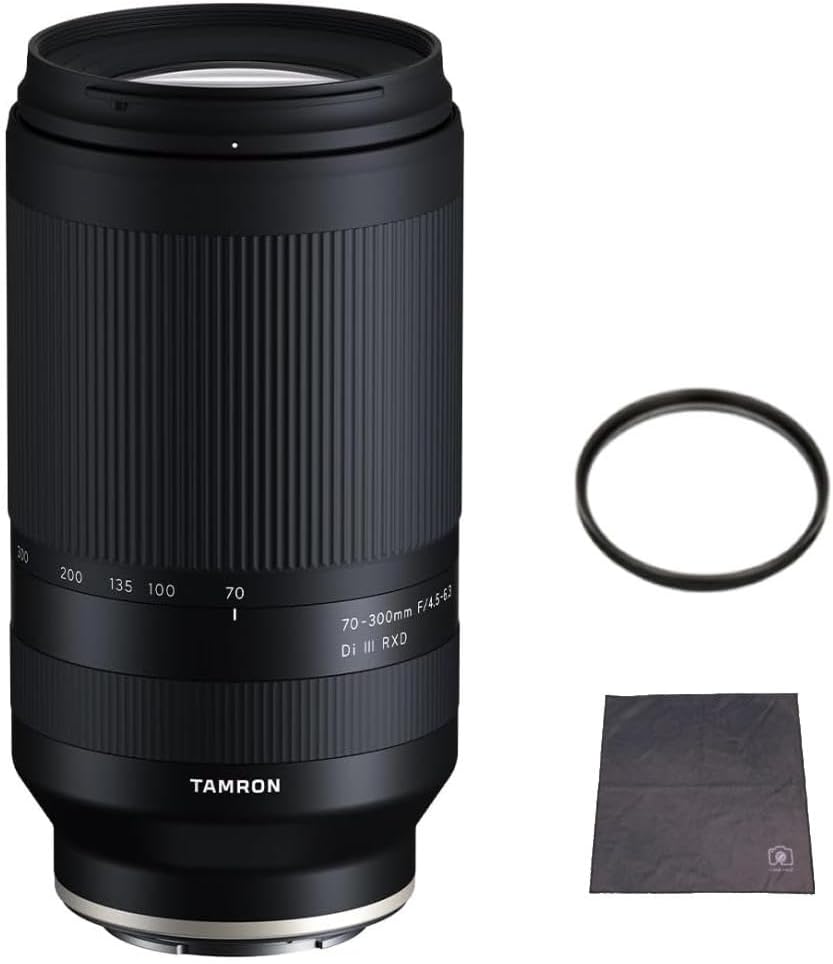 Tamron TAMRON 70-300mm F/4.5 6.3 Di III RXD Sony E-Mount A047 Telephoto Zoom Lens and Marumi Lens Protection Filter Set of 2