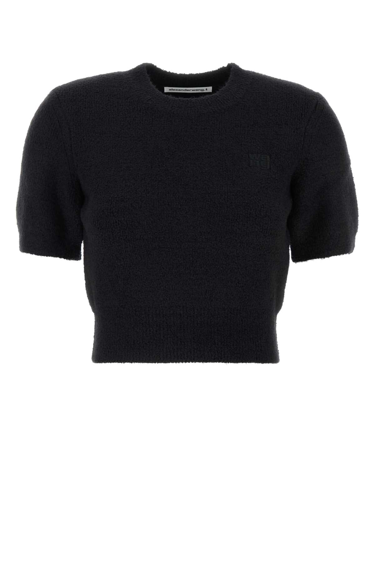 T By Alexander Wang Tによるアレクサンダーワンブラックストレッチナイロンセーター - Image 1