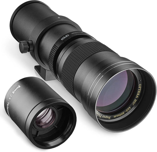Opteka 420-800mm (w/ 2X- 840-1600mm) f/8.3 HD Telephoto Zoom Lens for Nikon DX FX F-Mount DSLR Cameras