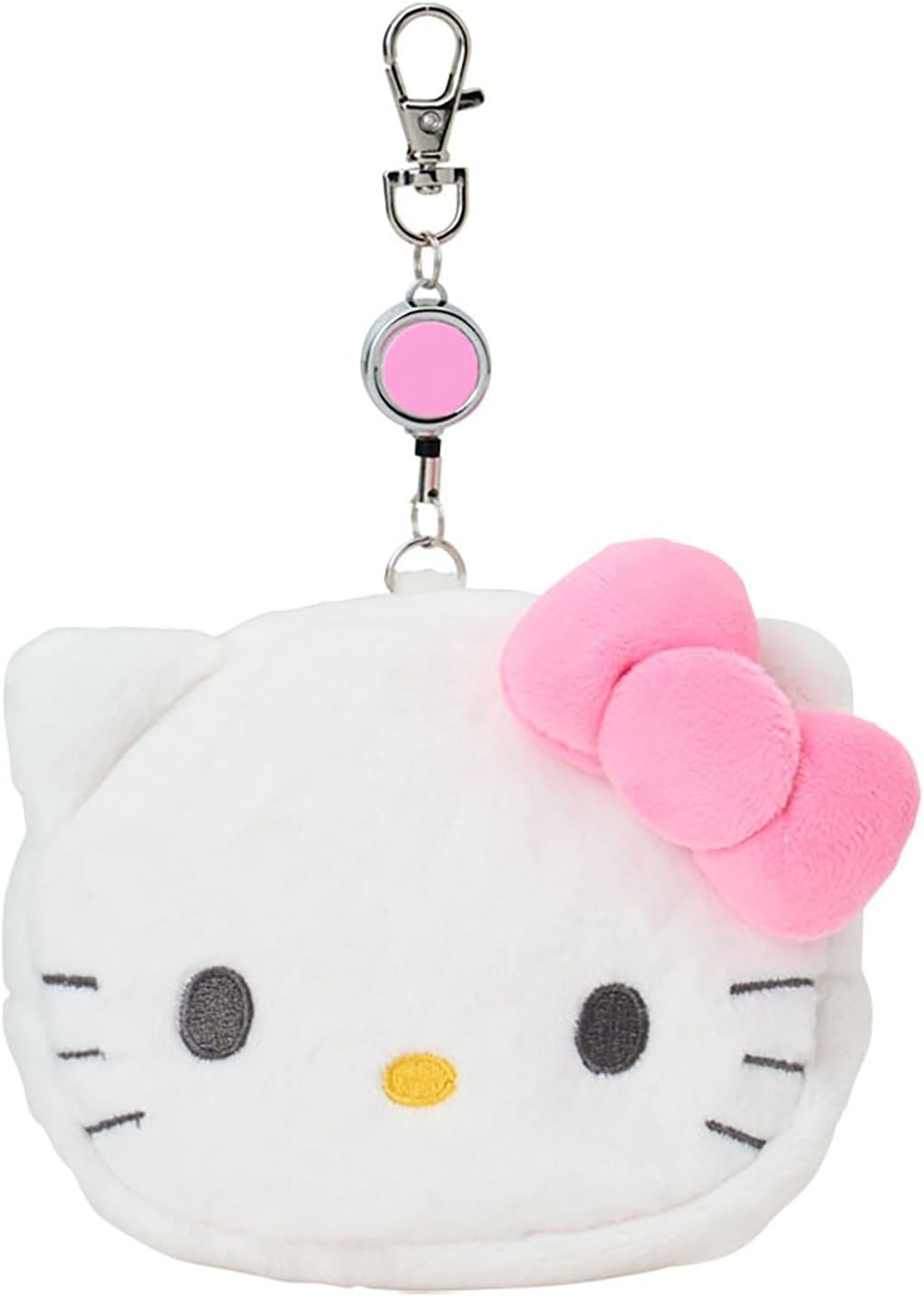 Sanrio (SANRIO) Face-shaped Pass Case & Pouch Cotton, PVC, Steel, Polyester ID Holder with Reel Small Item Storage Suitable for Ages 15 and Up