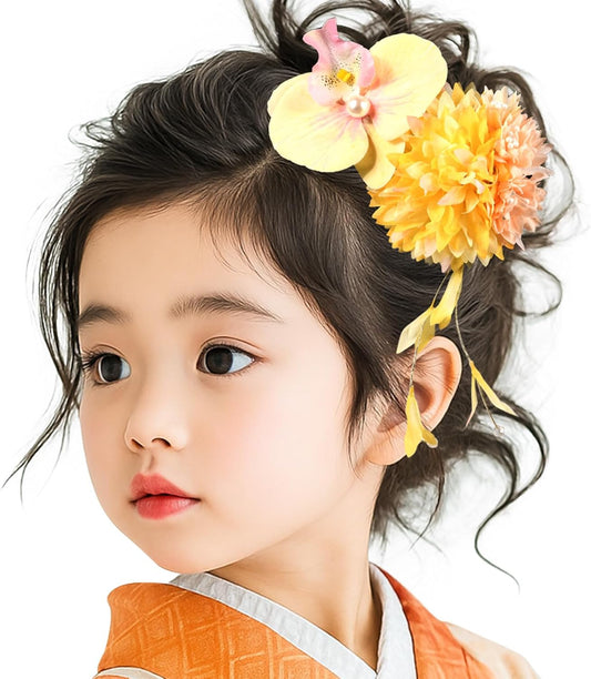 OTAKUMARKET Yukata Hair Ornament, Children, Flowers, Summer Festival, Fireworks Display, Kimono, Accessories, Phalaenopsis Orchid, Coming of Age Ceremony, Graduation Ceremony, Shichi-Go-San Kimono
