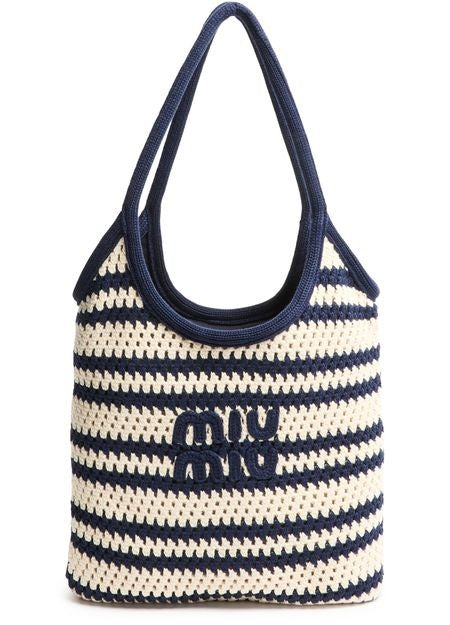 MIU MIU Ivy striped crochet tote bag - Image 1