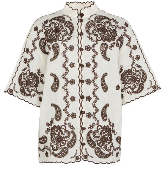 ZIMMERMANN Ascension embroidered short sleeves shirt - Image 1