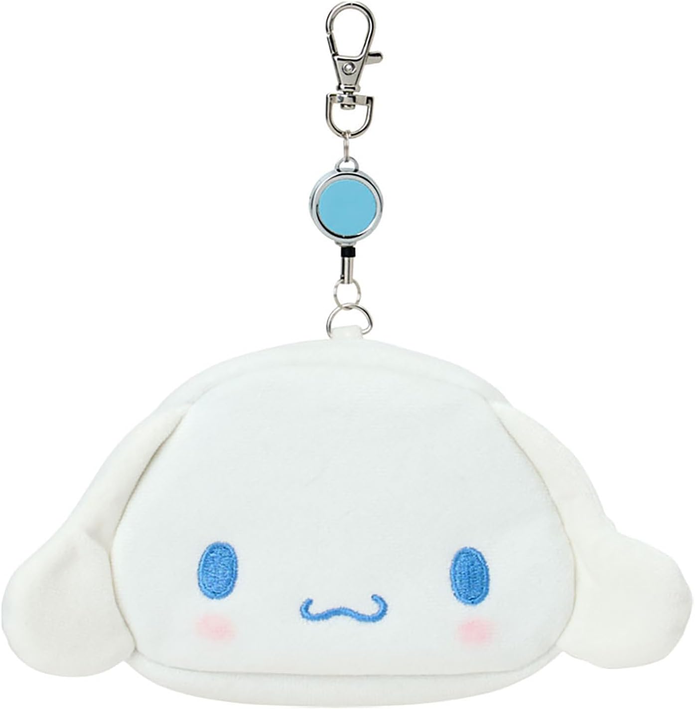 Sanrio (SANRIO) Face-shaped Pass Case & Pouch Cotton, PVC, Steel, Polyester ID Holder with Reel Small Item Storage Suitable for Ages 15 and Up