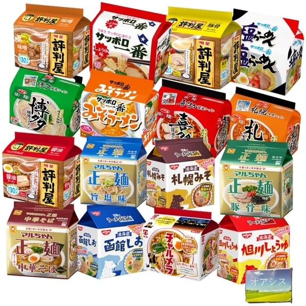 Instant Bag Ramen, 6 Types, 5 Servings, 6 Bags, 30 Servings, Oasis Original, Teased Set