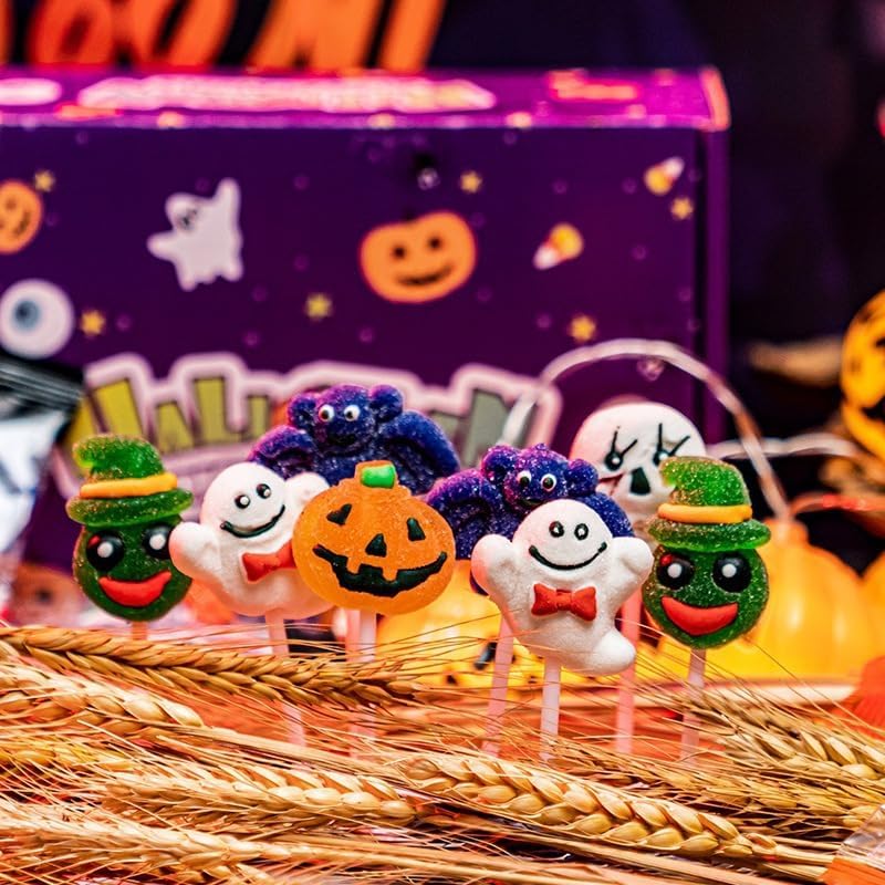 Seikaoen Halloween Snacks, Gummies, Assortment, Gift, Cute, Marshmallow, Individual Packaging, Handout (Set of 30)