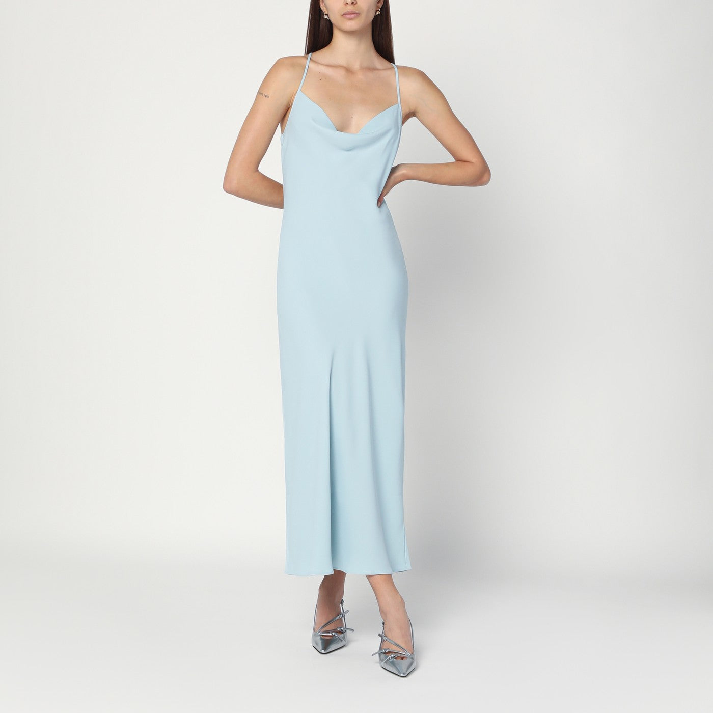 Calvin Klein クレープのカルバンクラインライトブルースリップドレス - Image 1