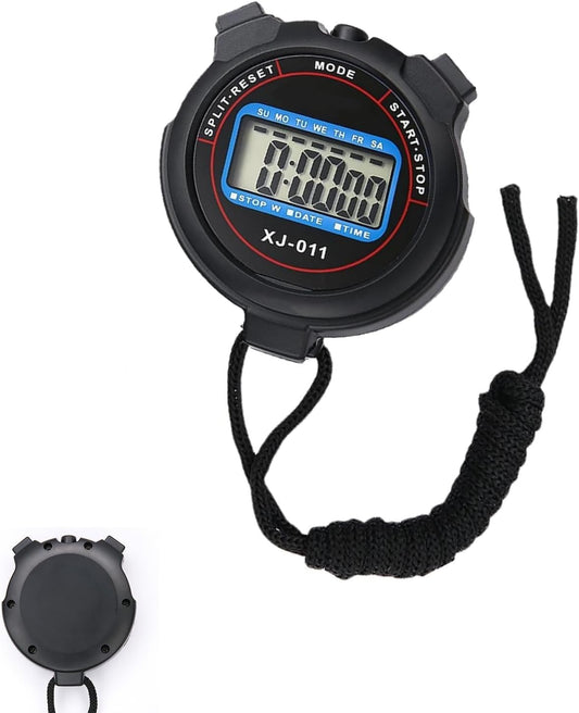 Phyxiul Stopwatch Sports Large Split Screen Timer Alarm Clock Intermittent Training Timer Outdoor Divide Stopwatch Countdown Waterproof Rainproof Type Countdown Timer with Strap