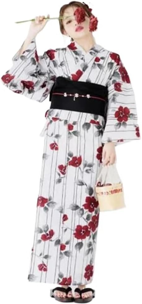Women's Yukata, 2-Piece Set, Drawstring Bag, Spring, Summer, Autumn, Thin, 100% Cotton, Japanese Pattern, Flower Pattern, Cherry Blossoms, Japanese Style, Cute, Breathable, Kimono, Japanese