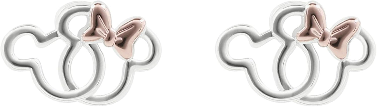 Mickey and Minnie Mouse Earrings Silver Plated One Size Silver Plated No Gem