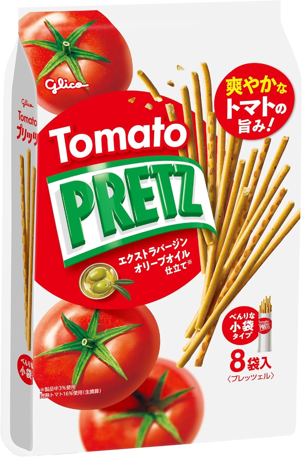 Ezaki Glico Tomato Pretz (8 Bags), 3.9 oz (110 g)