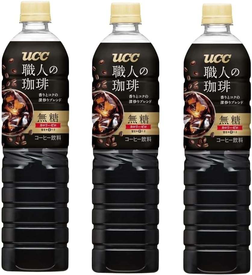 UCC Artisan Coffee, Sugar-free, Low Sugar, 0 kcal/Low Calorie/Domestic Coffee/Dark Roast Coffee/Blended Coffee/Plastic Bottles, 30.5 fl oz (900 ml) x 3 Bottles (Sugar-Free)