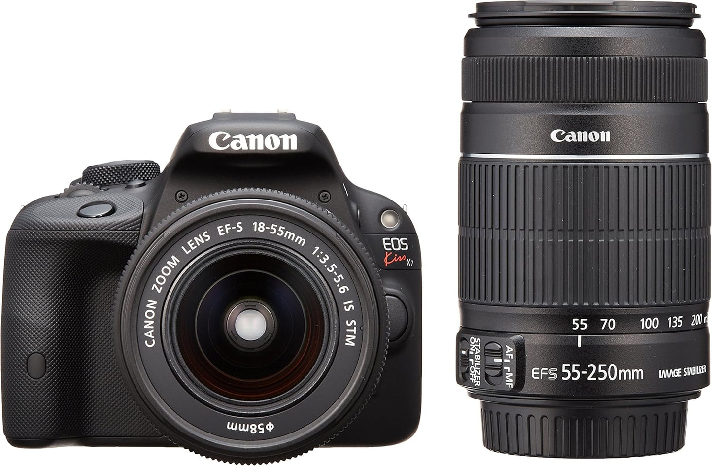 Canon EOS Kiss X7 Digital SLR Camera Double Zoom Kit, EF-S18-55mm/EF-S55-250mm Included, KISSX7-WKIT (Refurbished)