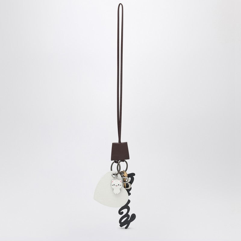 Balenciaga バレンシアガキーチェーンチャームハートルシティブルゴーニュ/ホワイト - Image 1