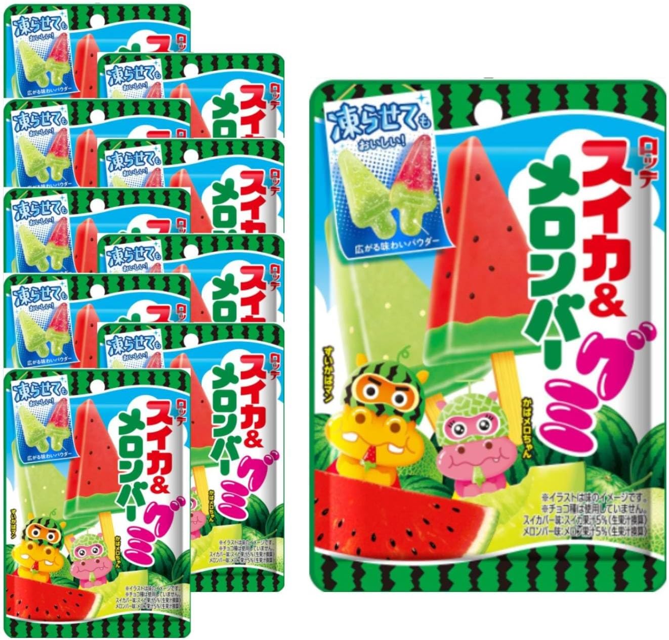 Lotte Watermelon & Melon Burgummy 2.5 oz (73 g) x 10 Packs