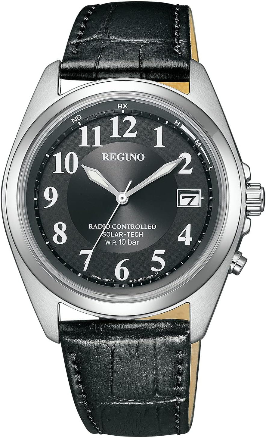 CITIZEN Watch REGUNO KS3-115-50 (Solar Wave/Waterproof/Simple), Solar Tech, Radio, Business, Arabic Numerals, Cowhide Leather, Second Hand, Date, Black, Citizen