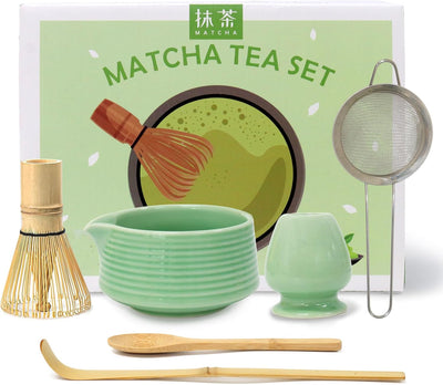 Valuetom Matcha Set, 6 Piece Tea Ceremony Set (Single Mouth Bowl, Chasaku, Chasaku, Matcha Spoon, Strainer), For Beginners to Practice Tea Ceremonies