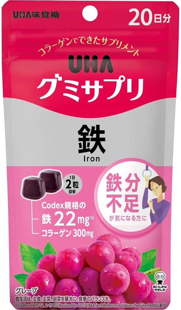 Gummy Supplement Iron 40 Tablets, 20-Day Supply (4902750695542) UHA Mikakutou