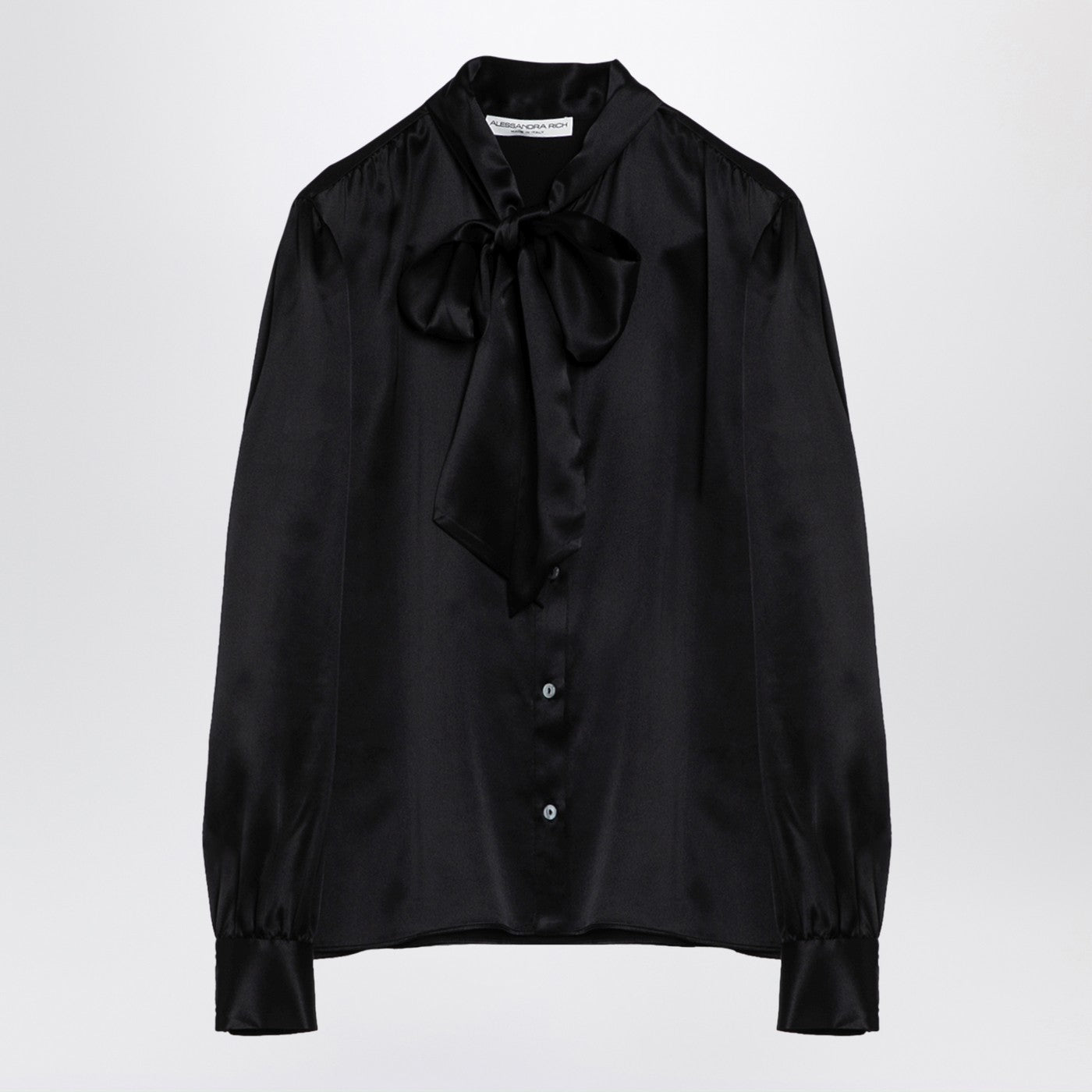 Alessandra Rich 弓付きのアレッサンドラリッチブラックシルクシャツ - Image 1