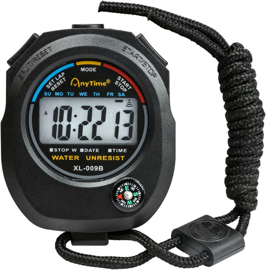 Phyxiul Stopwatch Sports Intermittent Training Timer Outdoor Partition Stopwatch Countdown Large Split Screen Timer Alarm Clock Waterproof Strap
