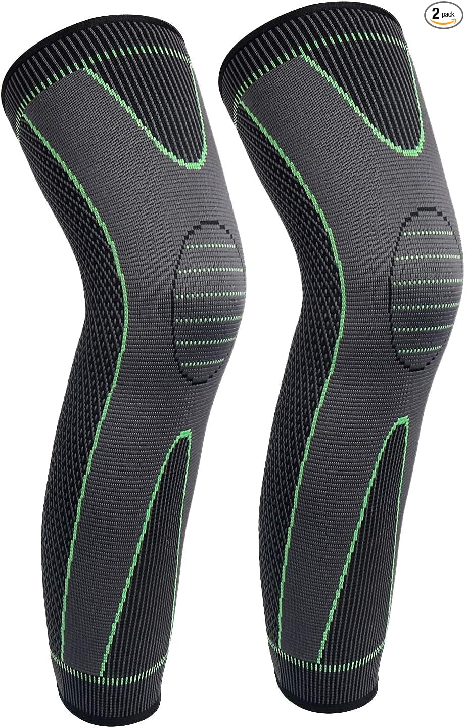 Knee Supporter, Long Compression Leg Sleeves (2 Pieces), Sports, For Both Knees, Suitable for Daily Life, Pain Relief, Anti-Slip, Breathable, Heat Retention, Excellent Elasticity, Unisex