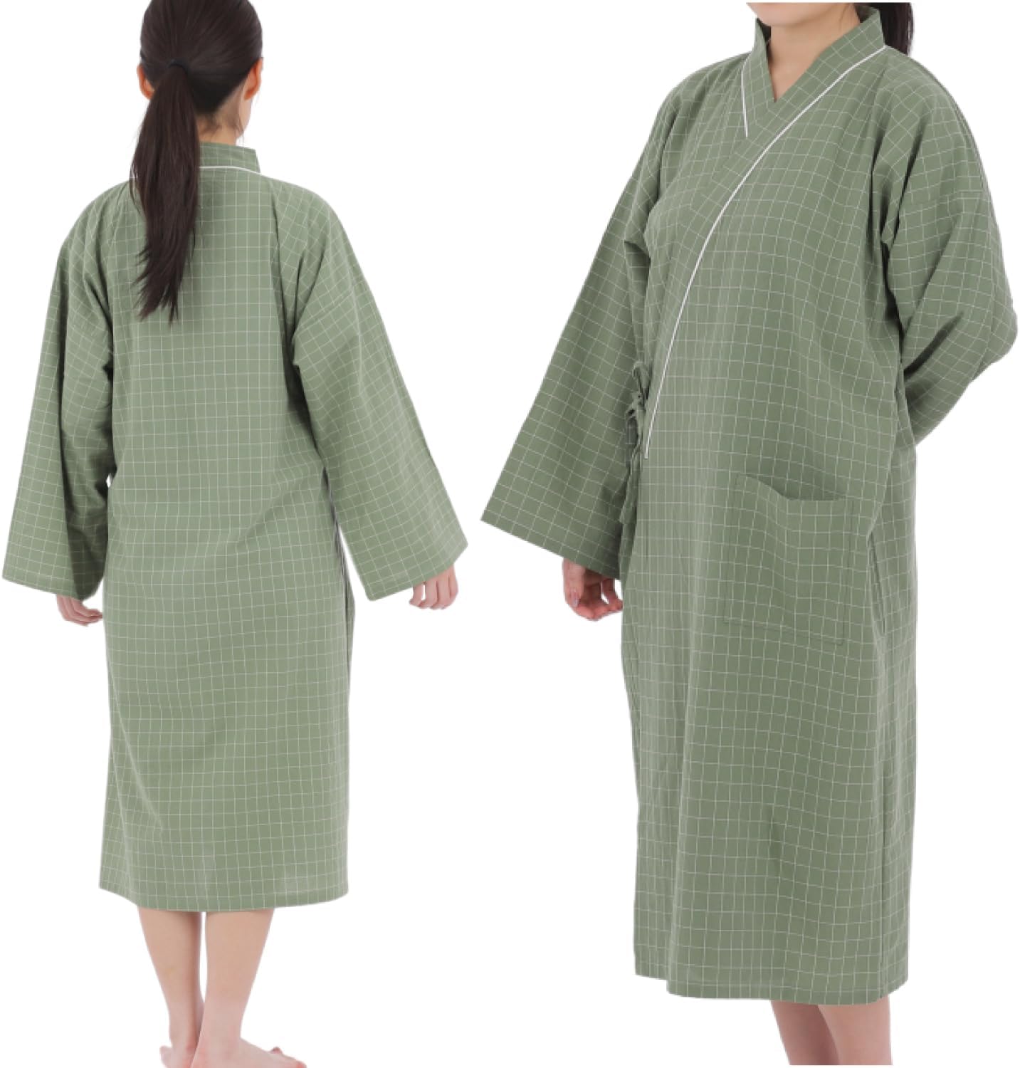 (Considered an Active Nurse) Loose Front Pajamas, Easy to Put On and Take Off, Full Open Type, 100% Cotton, Short Length, Hospital Hospital, Nursing Care, Seniors, Unisex, Yukata Style, Sleepwear