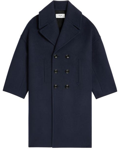 CELINE Long peacoat in wool felt