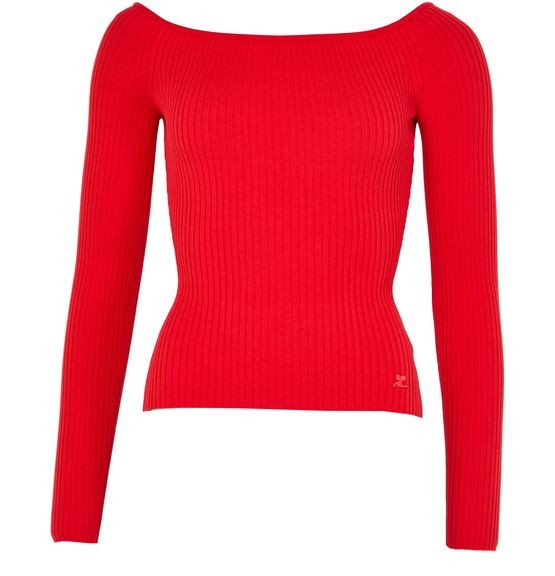 COURREGES Off shoulder rib knit top - Image 1