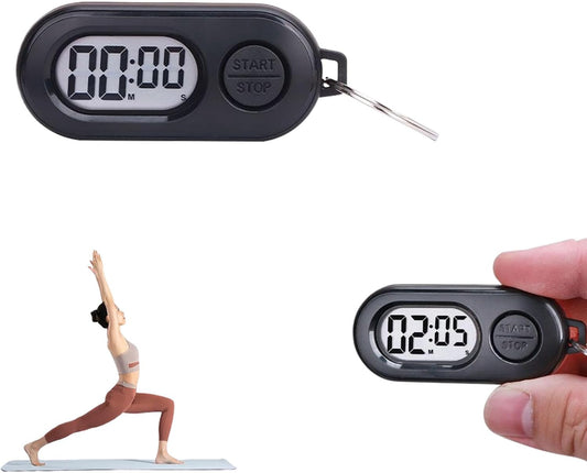 Sports Timer with Keychain Kitchen Timer Small LCD Display Stopwatch Clock Portable Learning Timer Countdown Clock for Athletes with Built-in Button Batteries for Studying, Fitness, Gaming, Running