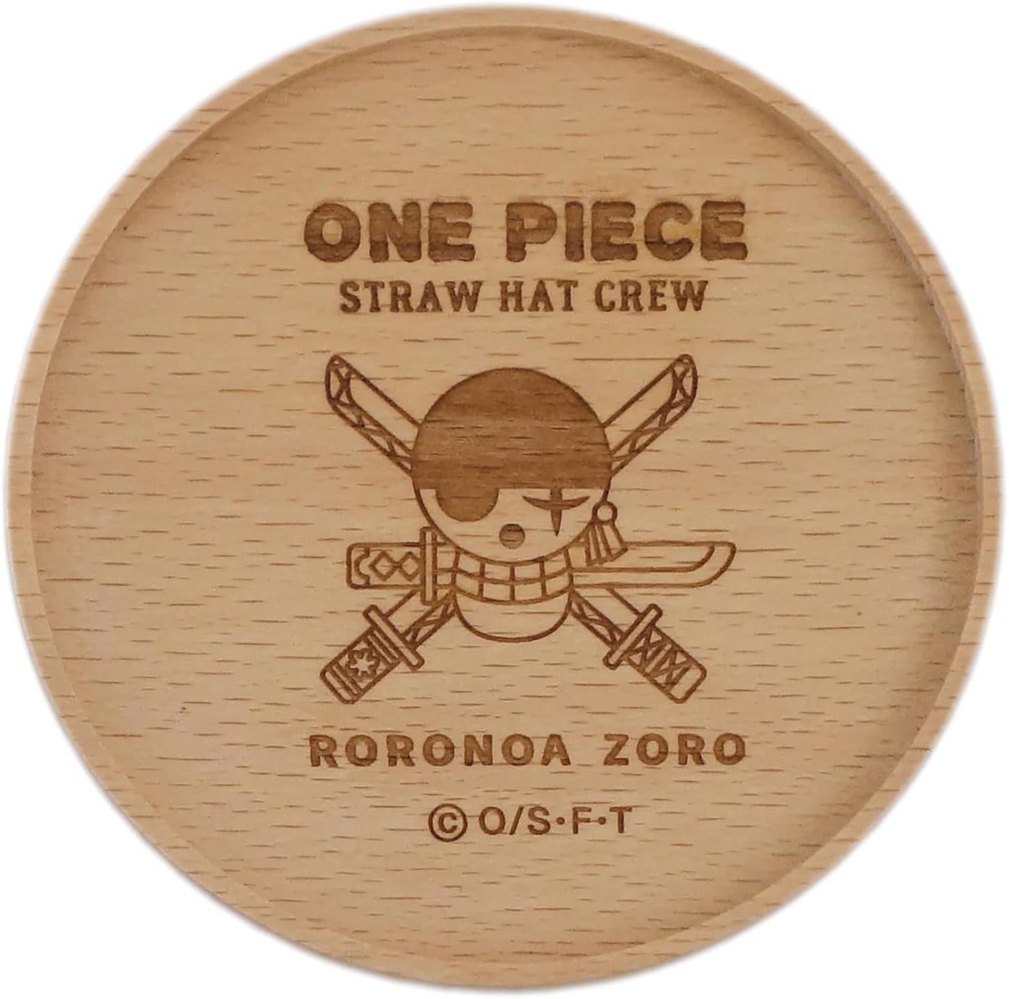 One Piece 125551 Zoro Straw Ichi Wooden Coaster, Approx. 3.5 inches (9 cm)