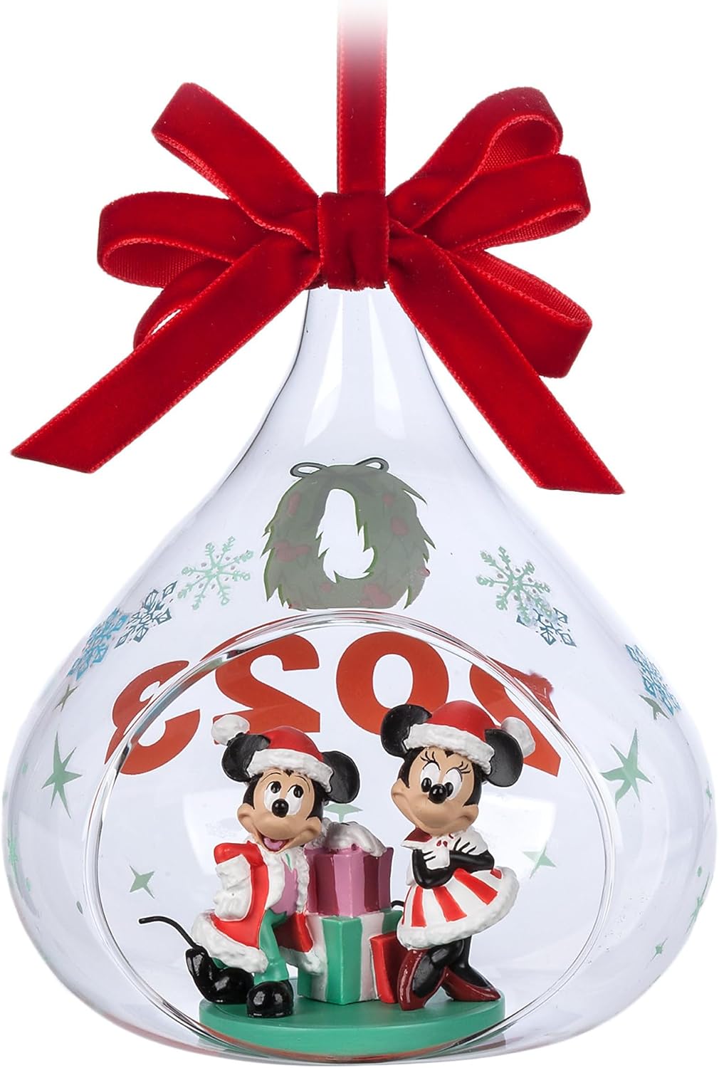 Disney Santa Mickey Mouse y Minnie Mouse 2023 - Adorno de cuaderno de bocetos con gota de cristal