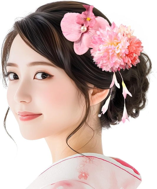 OTAKUMARKET Yukata, Hair Ornament, Children, Flowers, Summer Festival, Fireworks Display, Kimono, Accessories, Phalaenopsis Orchid, Coming of Age Ceremony, Graduation Ceremony, Shichi-Go-San Kimono