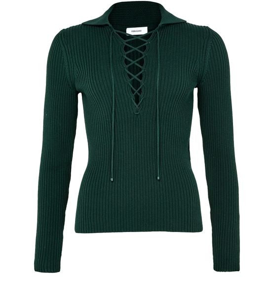 FERRAGAMO Long sleeves cotton ribbed polo - Image 1
