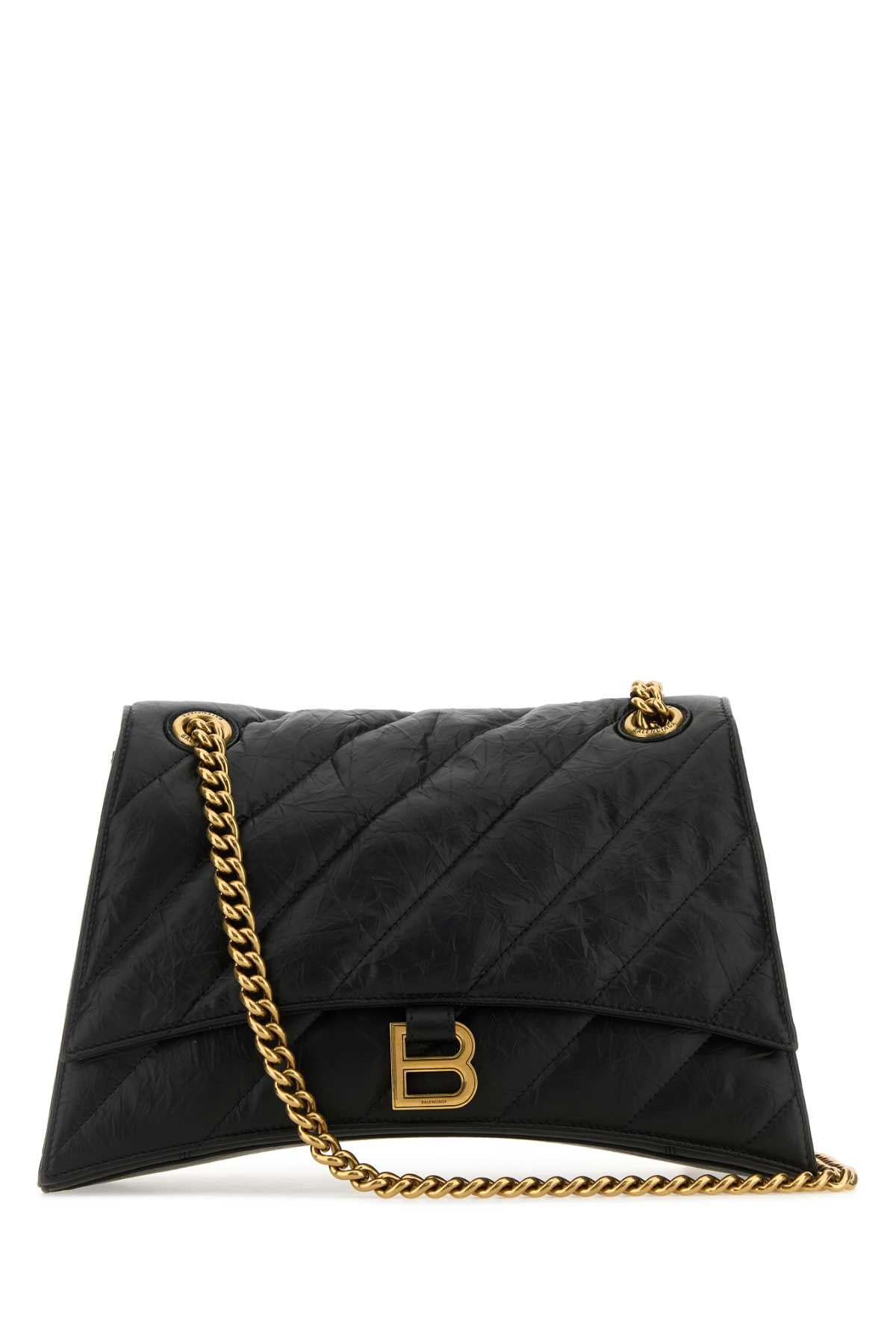Balenciaga バレンシアガブラックレザークラッシュ M ショルダーバッグ - Image 1