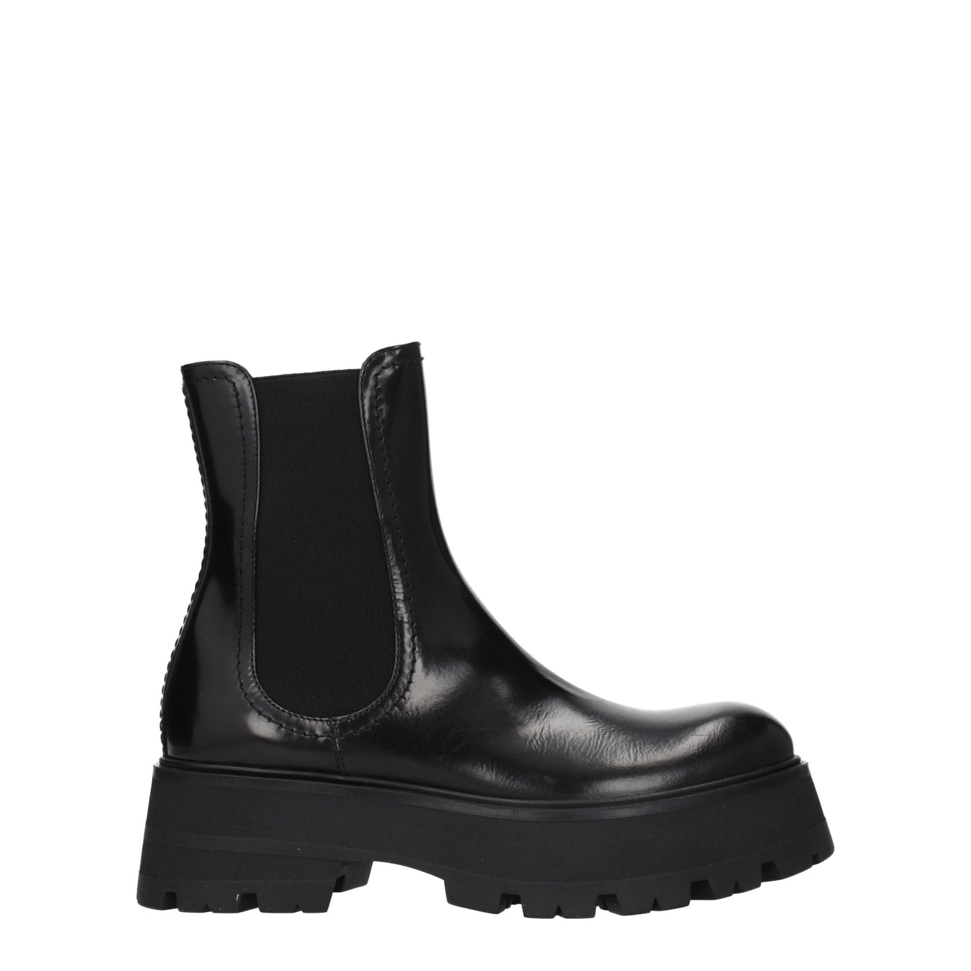Alexander McQueen アレクサンダー・マックイーンの女性 'S 革のブーツブラック/ブラック - Image 1