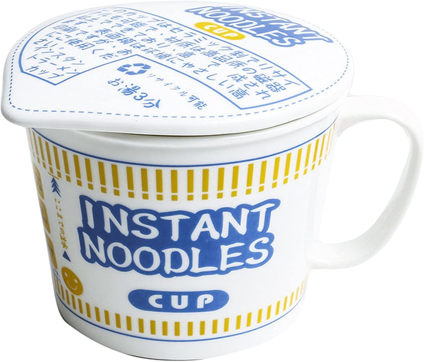 Tableware Udon Soba Ceramic Bowl Instant Noodle Bowl Mixing Ramen Bowl and Cover for Restaurant Ramen Commercial Use (Color: Blue, Size: One Size)