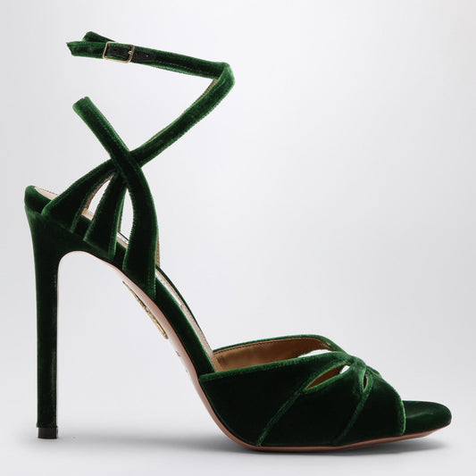 Aquazzura High Green Velvet Sandal - Image 1