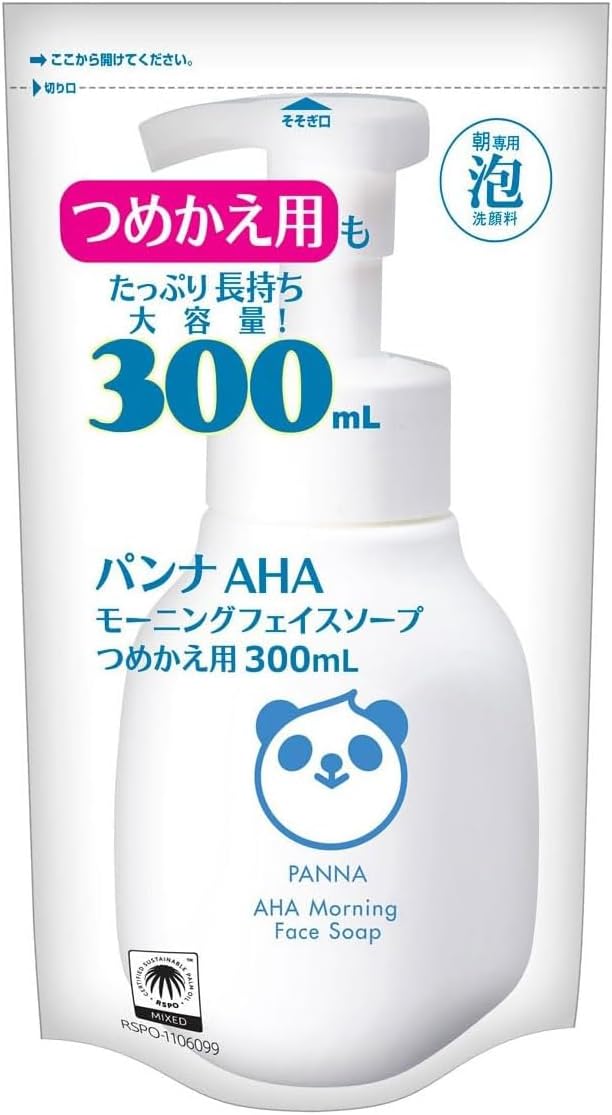 AII Medical Panna AHA Morning Face Soap, Foaming Facial Cleanser, Refill, 10.1 fl oz (300 ml)