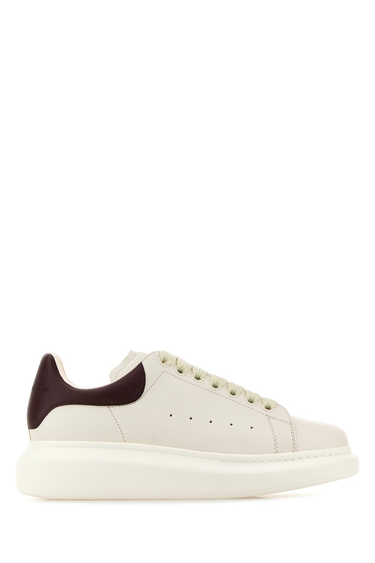 Alexander Mcqueen チョコレートレザーヒール付きアレクサンダーマックイーンホワイトレザースニーカー - Image 1