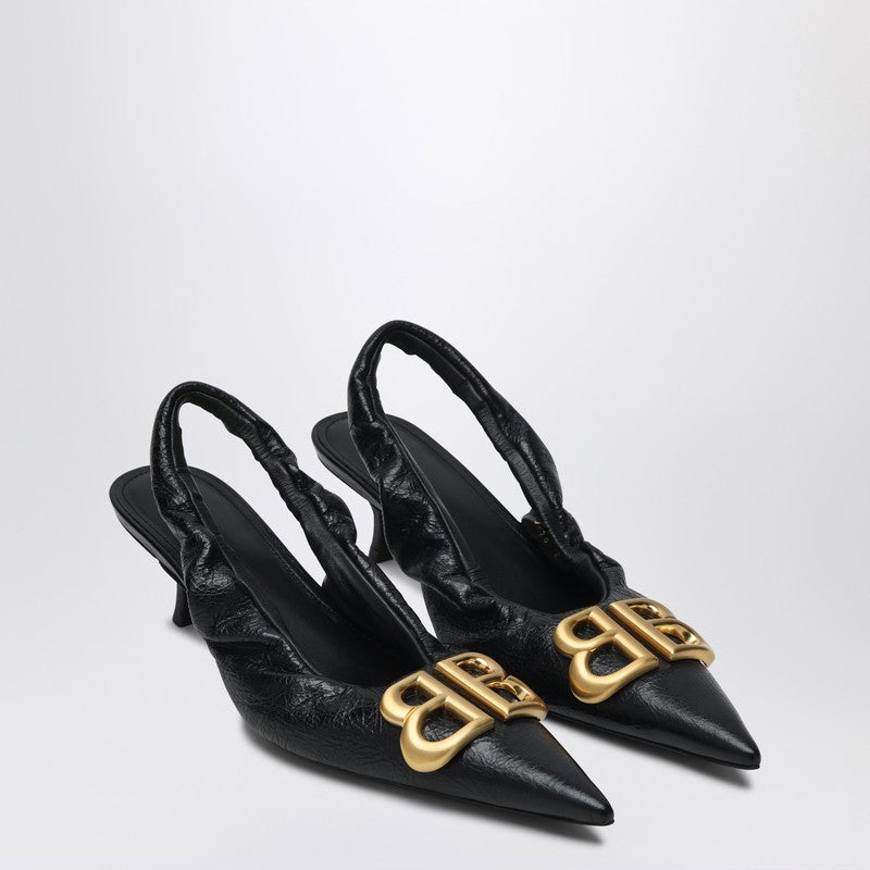 Balenciaga ロゴ付きバレンシアガモナコブラックスリングバック - Image 1