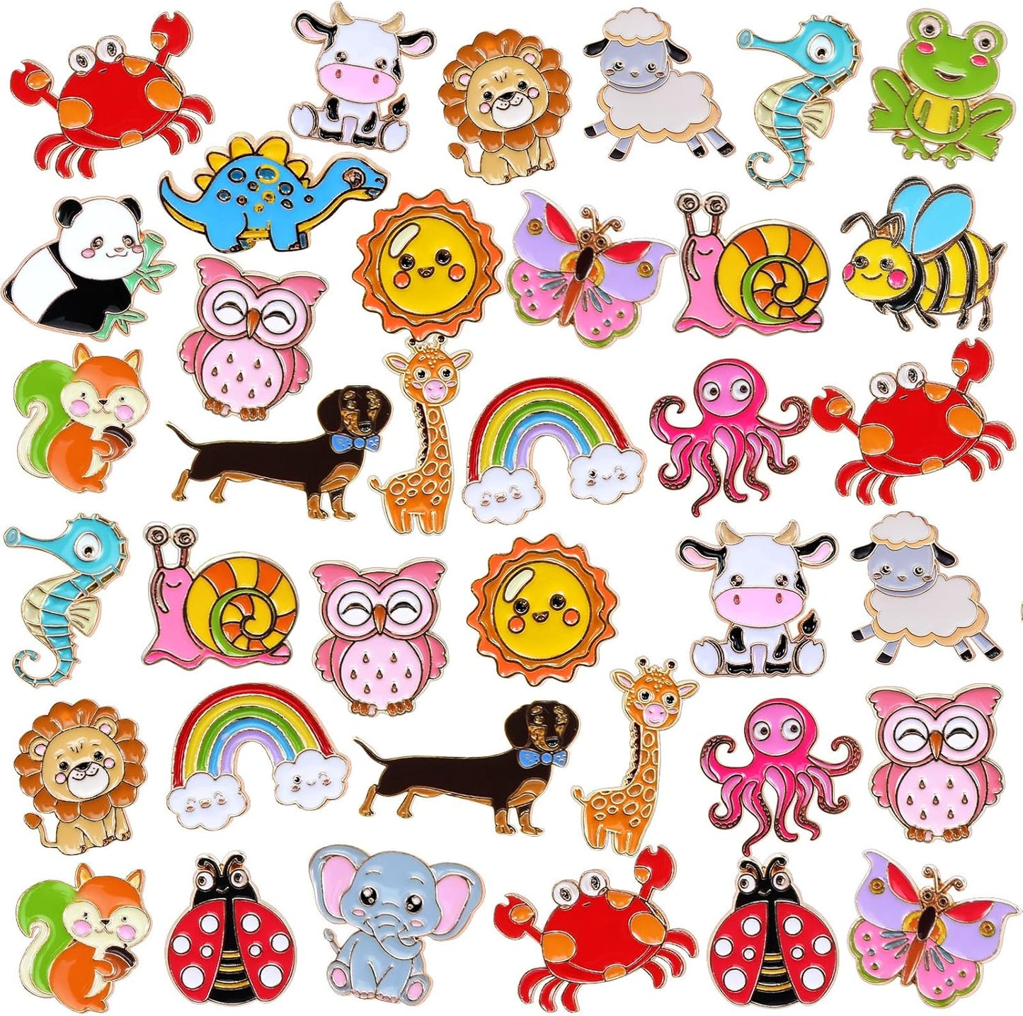 Hoteam - 60 pines esmaltados para mochila con diseño de animales de dibujos animados, broches de solapa divertidos a granel para sombrero, ropa de sombrero, regalos de fiesta, decoraciones