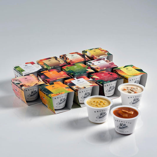 MOTTO Vegetable Soup, Set of 12 (Left or Home Use), Retort, Storage at Room Temperature (1 Minute in Microwave / Domestic Vegetables)